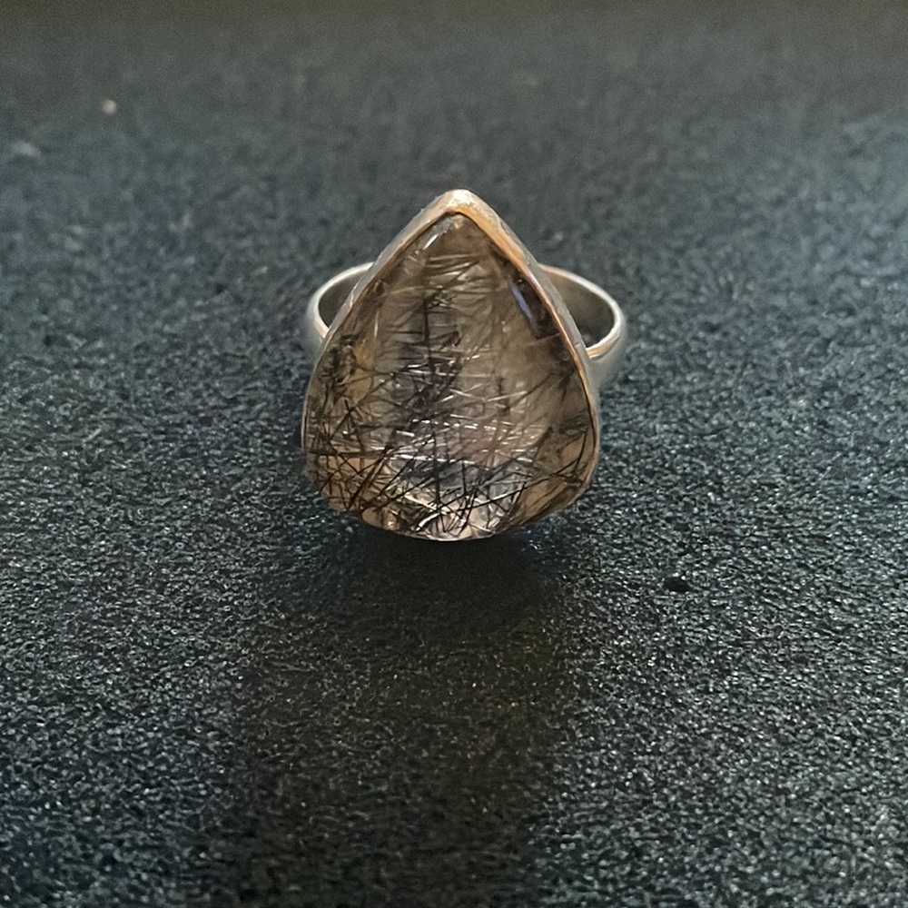 Rutilated Quartz sterling ring size 8